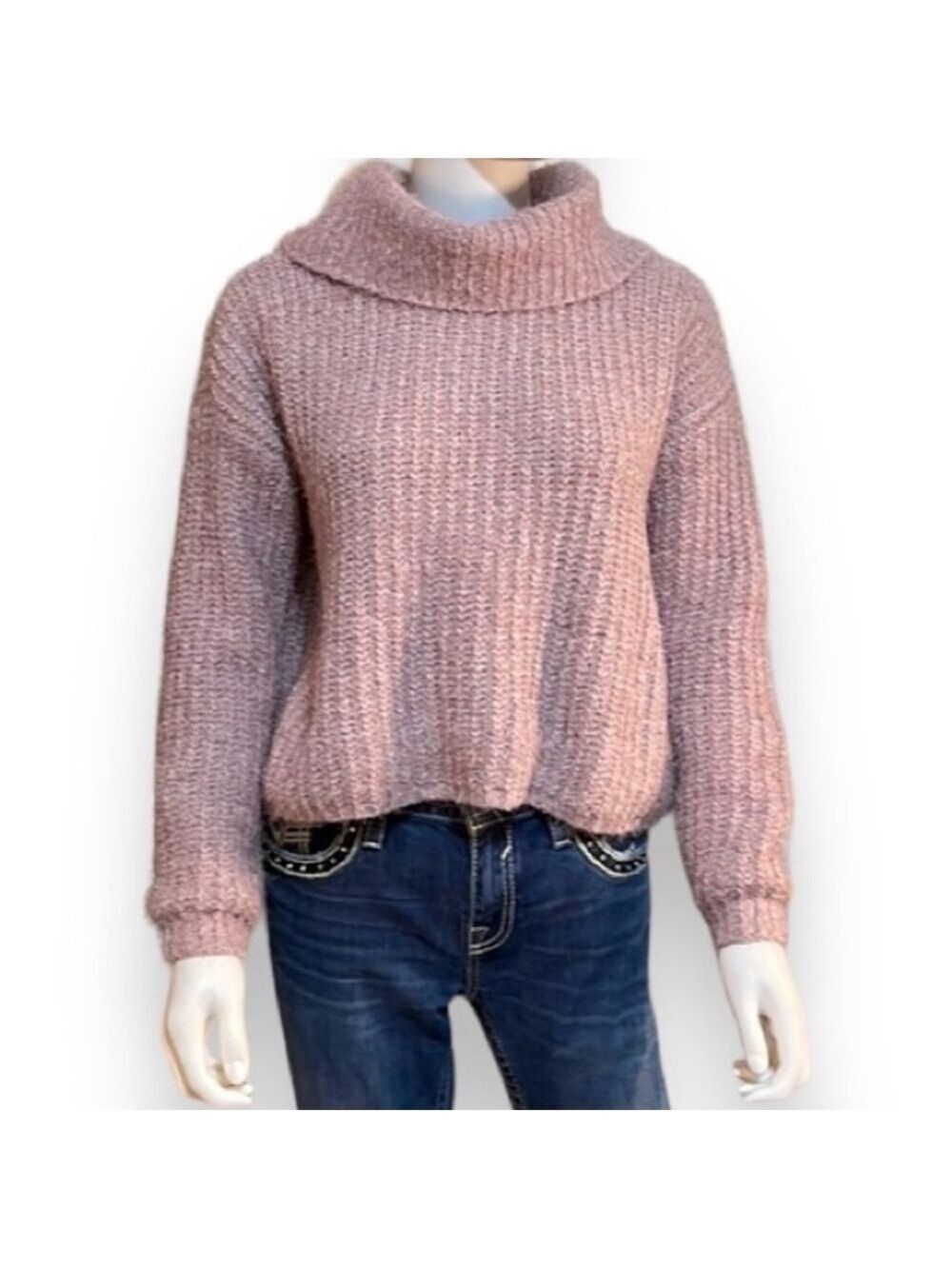 Pink Cropped Sweater Junior’s Size Small Hippie Rose - Picture 3 of 6